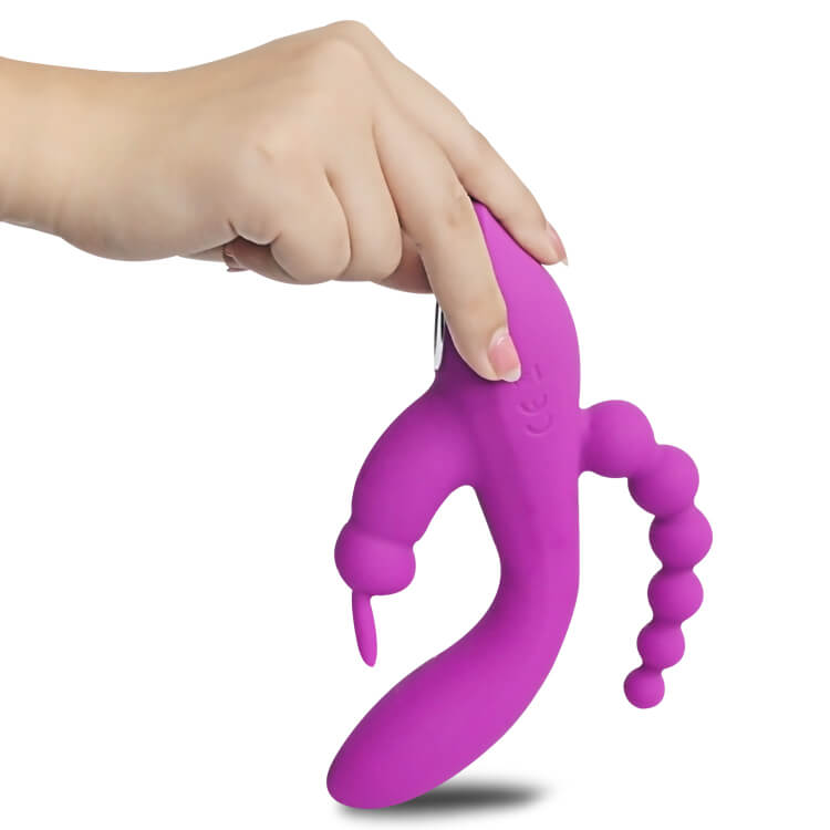 3 in 1 G-Spot Rabbit Anal Dildo Vibrator 3 purple vibrator