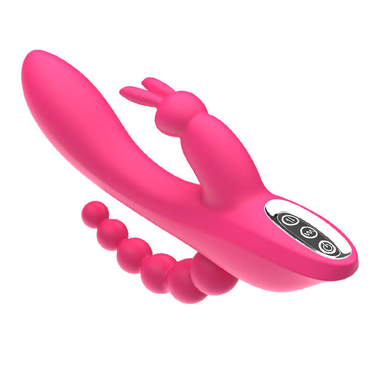 3 in 1 G-Spot Rabbit Anal Dildo Vibrator 2 pink dildo vibrator